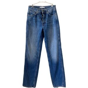 ZARA High-Rise Dark Wash Button Fly Jeans